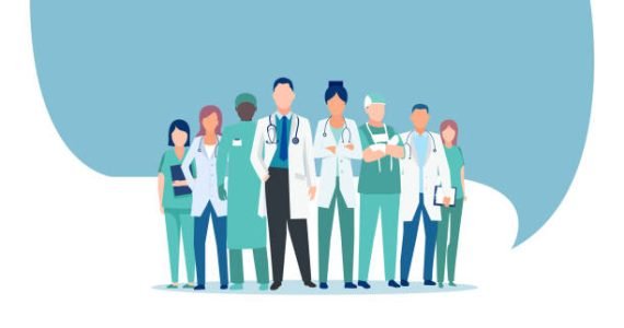 Vector of a medical staff, group of confident doctors and nurses